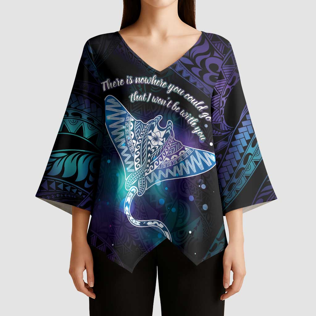 Polynesian Tala Manta Ray Kimono Sleeve Blouse Nowhere You Could Go That I Won't Be With You LT7 - Polynesian Pride