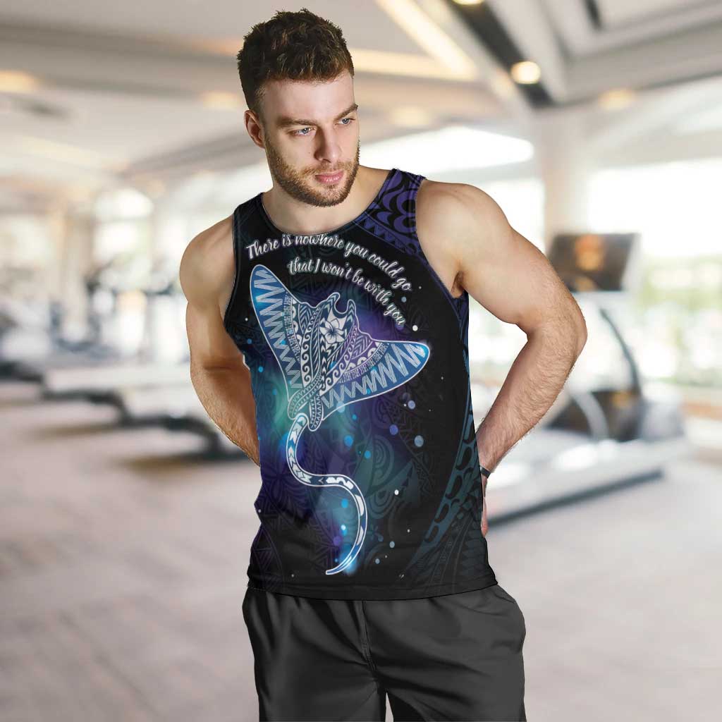 Polynesian Tala Manta Ray Men Tank Top Nowhere You Could Go That I Won't Be With You LT7 Purple Teal - Polynesian Pride