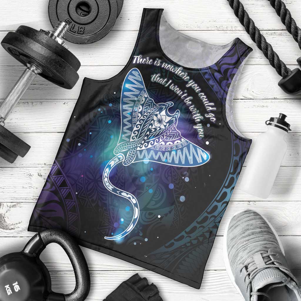 Polynesian Tala Manta Ray Men Tank Top Nowhere You Could Go That I Won't Be With You LT7 - Polynesian Pride