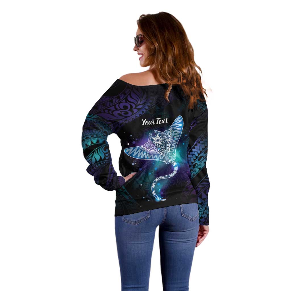 Polynesian Tala Manta Ray Off Shoulder Sweater Nowhere You Could Go That I Won't Be With You - Polynesian Pride