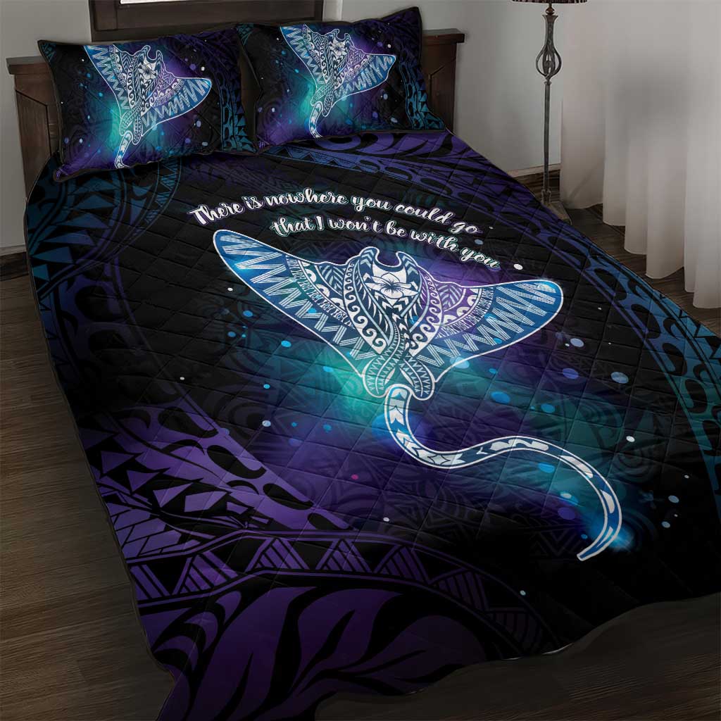 Polynesian Tala Manta Ray Quilt Bed Set Nowhere You Could Go That I Won't Be With You - Polynesian Pride