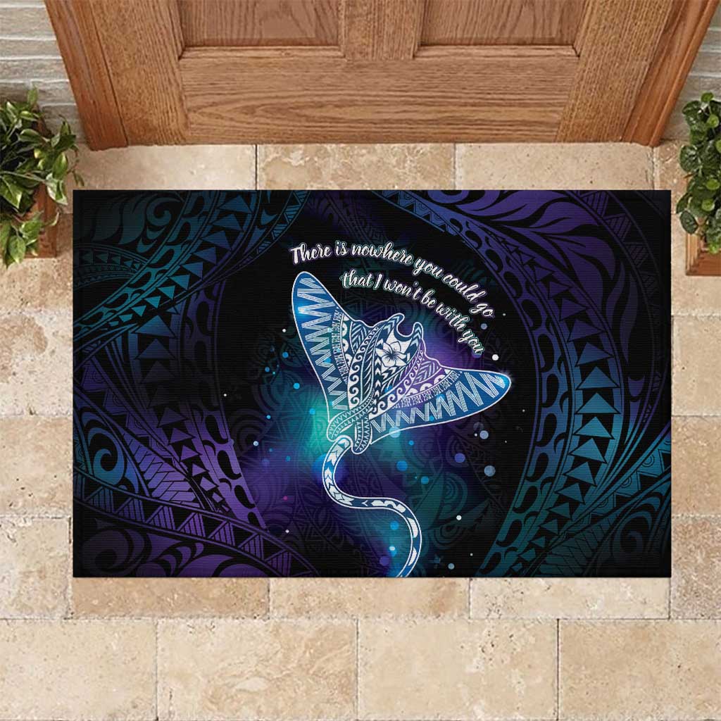 Polynesian Tala Manta Ray Rubber Doormat Nowhere You Could Go That I Won't Be With You LT7 Purple Teal - Polynesian Pride