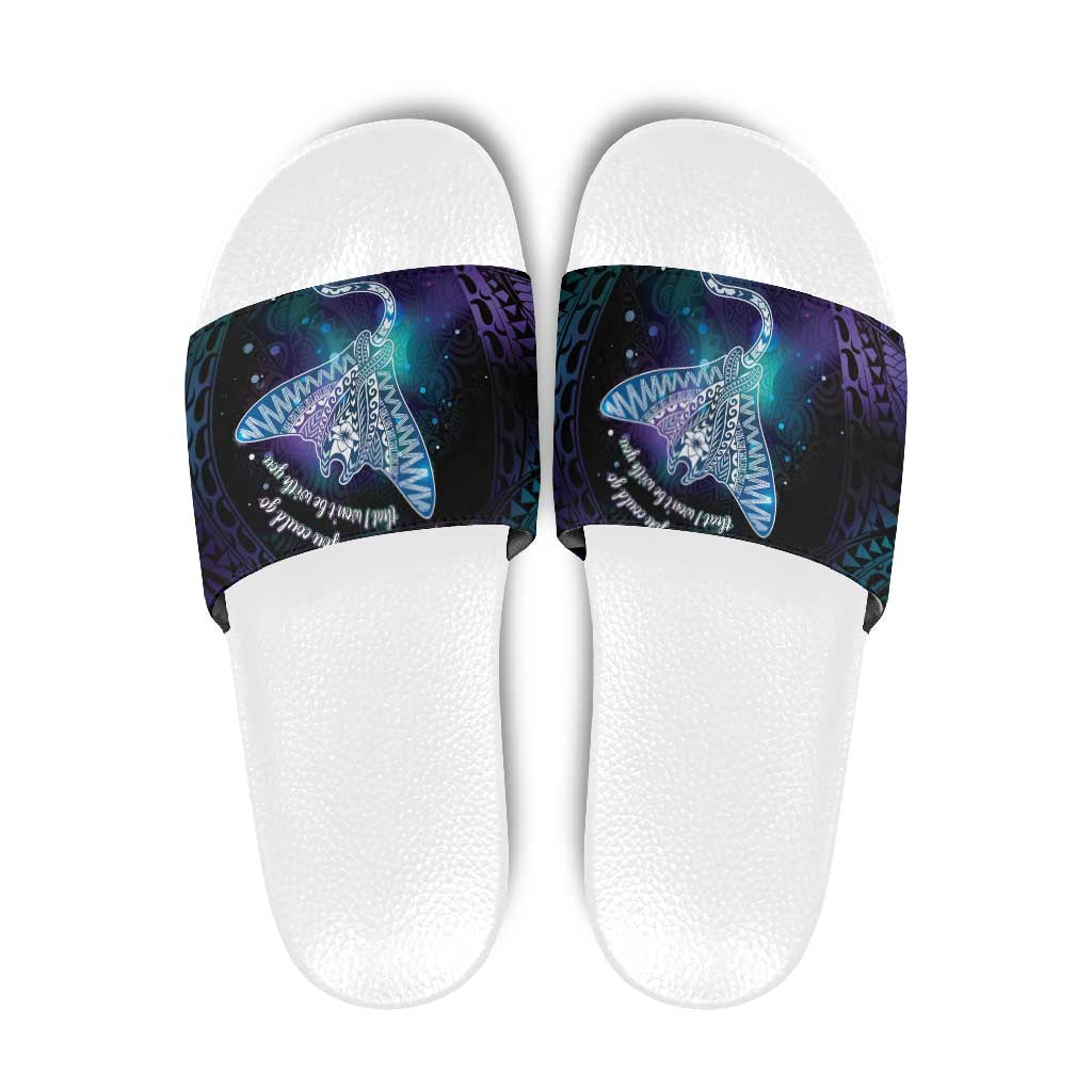 Polynesian Tala Manta Ray Slide Sandals Nowhere You Could Go That I Won't Be With You LT7 Purple Teal - Polynesian Pride