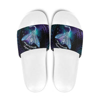 Polynesian Tala Manta Ray Slide Sandals Nowhere You Could Go That I Won't Be With You LT7 Purple Teal - Polynesian Pride