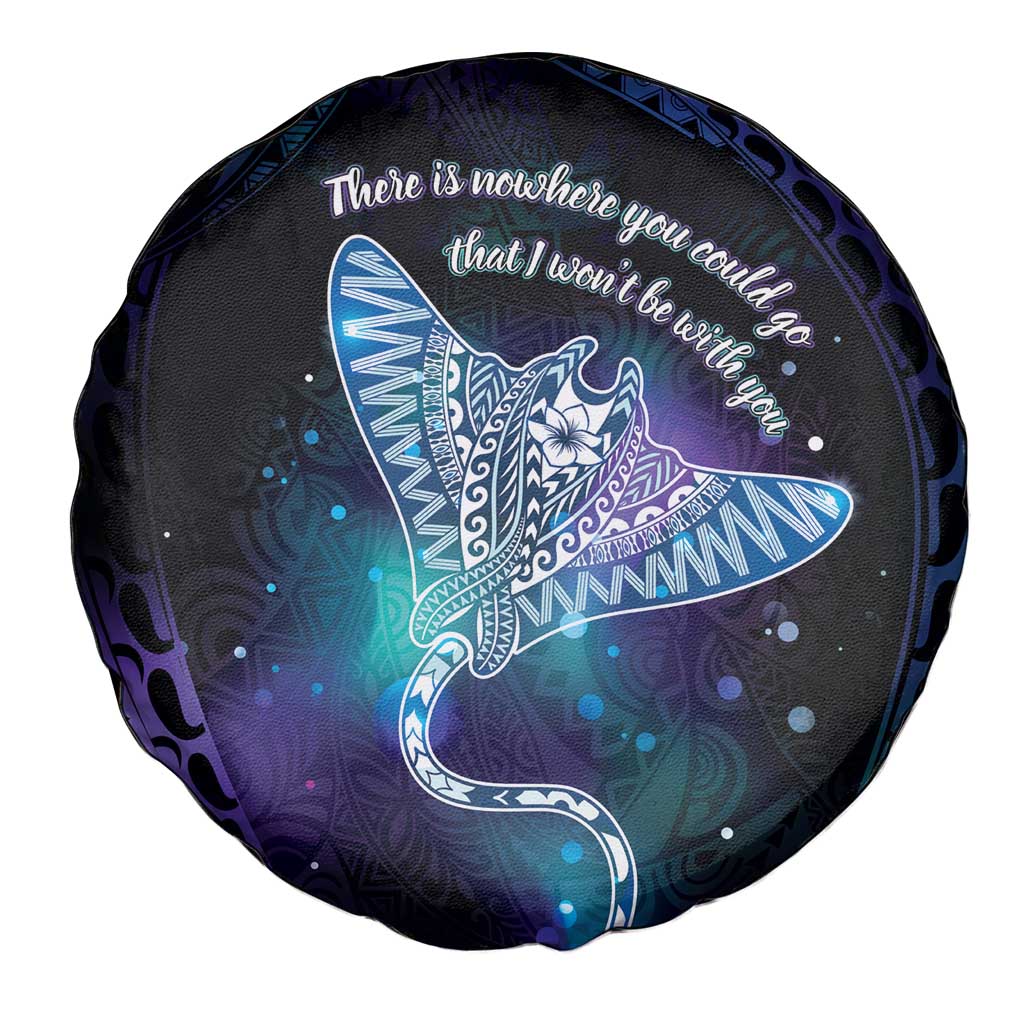 Polynesian Tala Manta Ray Spare Tire Cover Nowhere You Could Go That I Won't Be With You LT7 - Polynesian Pride