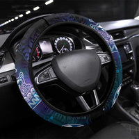 Polynesian Tala Manta Ray Steering Wheel Cover Nowhere You Could Go That I Won't Be With You LT7 Universal Fit Purple Teal - Polynesian Pride