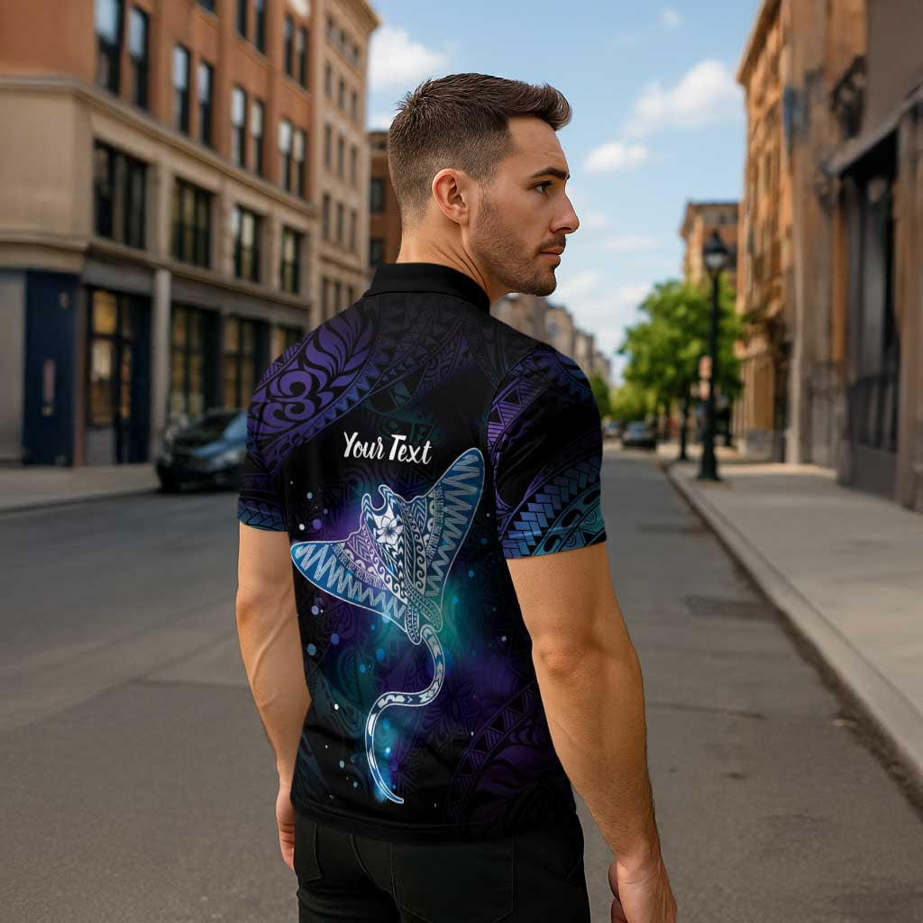 Polynesian Tala Manta Ray Zipper Polo Shirt Nowhere You Could Go That I Won't Be With You LT7 - Polynesian Pride