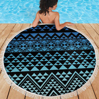 Maori Niho Taniwha Te Wheiao Beach Blanket Moana Blue - Polynesian Pride