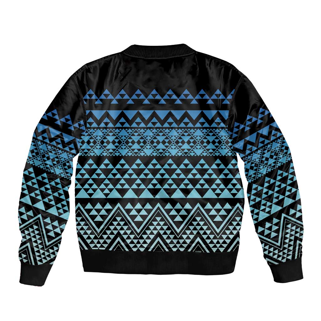 Maori Niho Taniwha Te Wheiao Bomber Jacket Moana Blue - Polynesian Pride