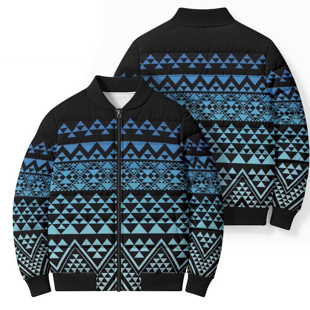 Maori Niho Taniwha Te Wheiao Bomber Puffer Jacket Moana Blue - Polynesian Pride