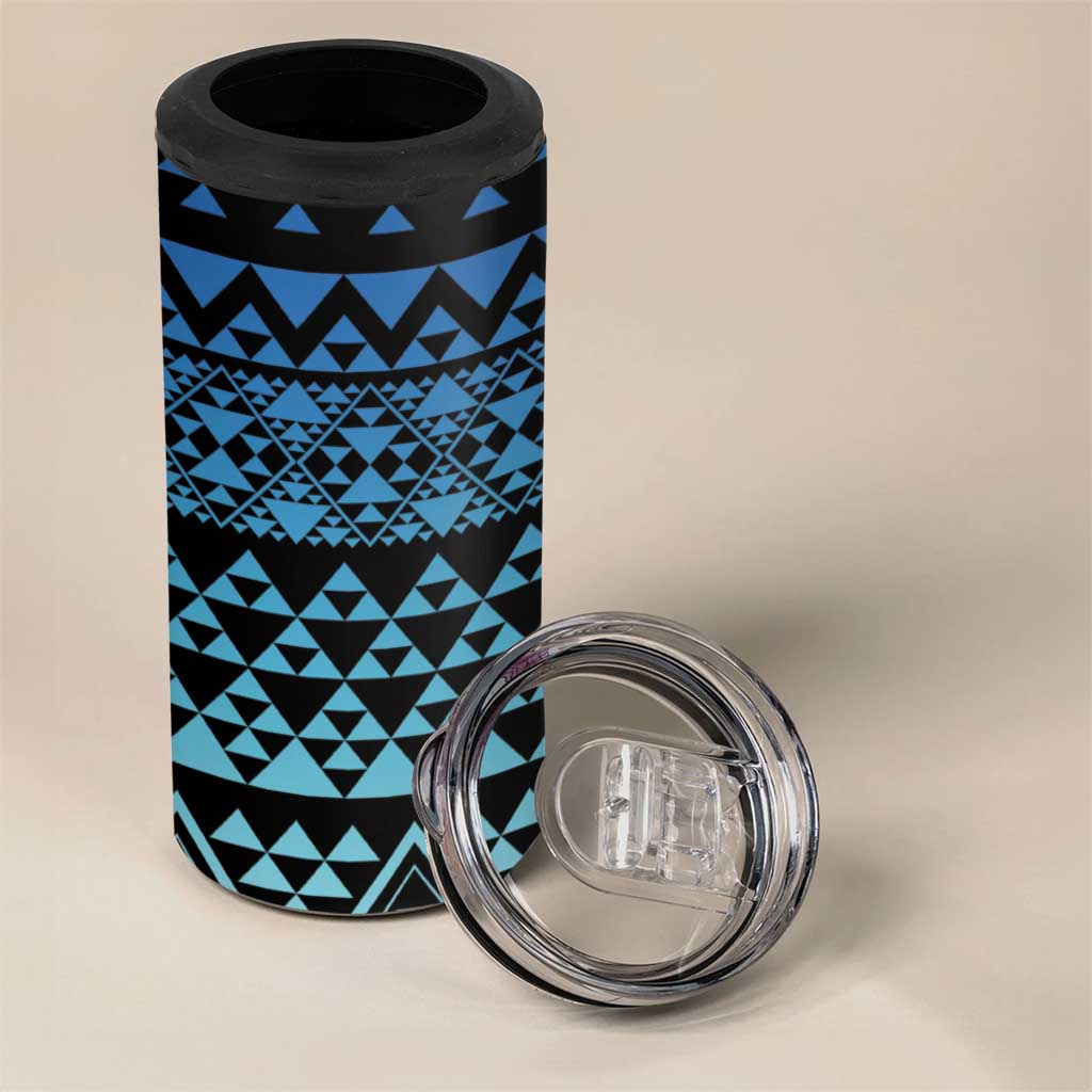 Maori Niho Taniwha Te Wheiao 4 in 1 Can Cooler Tumbler Moana Blue - Polynesian Pride