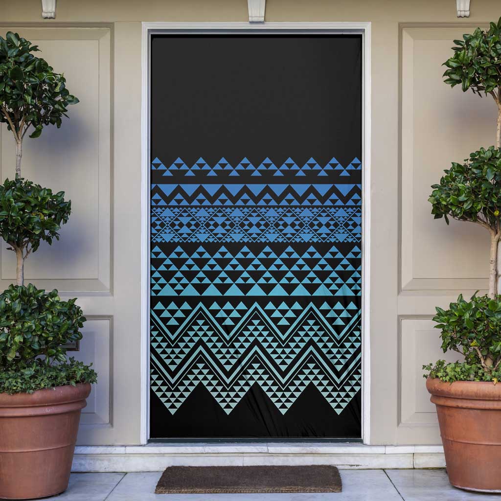 Maori Niho Taniwha Te Wheiao Door Cover Moana Blue - Polynesian Pride