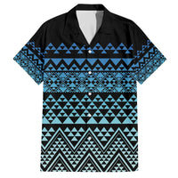 Maori Niho Taniwha Te Wheiao Family Matching Off The Shoulder Long Sleeve Dress and Hawaiian Shirt Moana Blue - Polynesian Pride