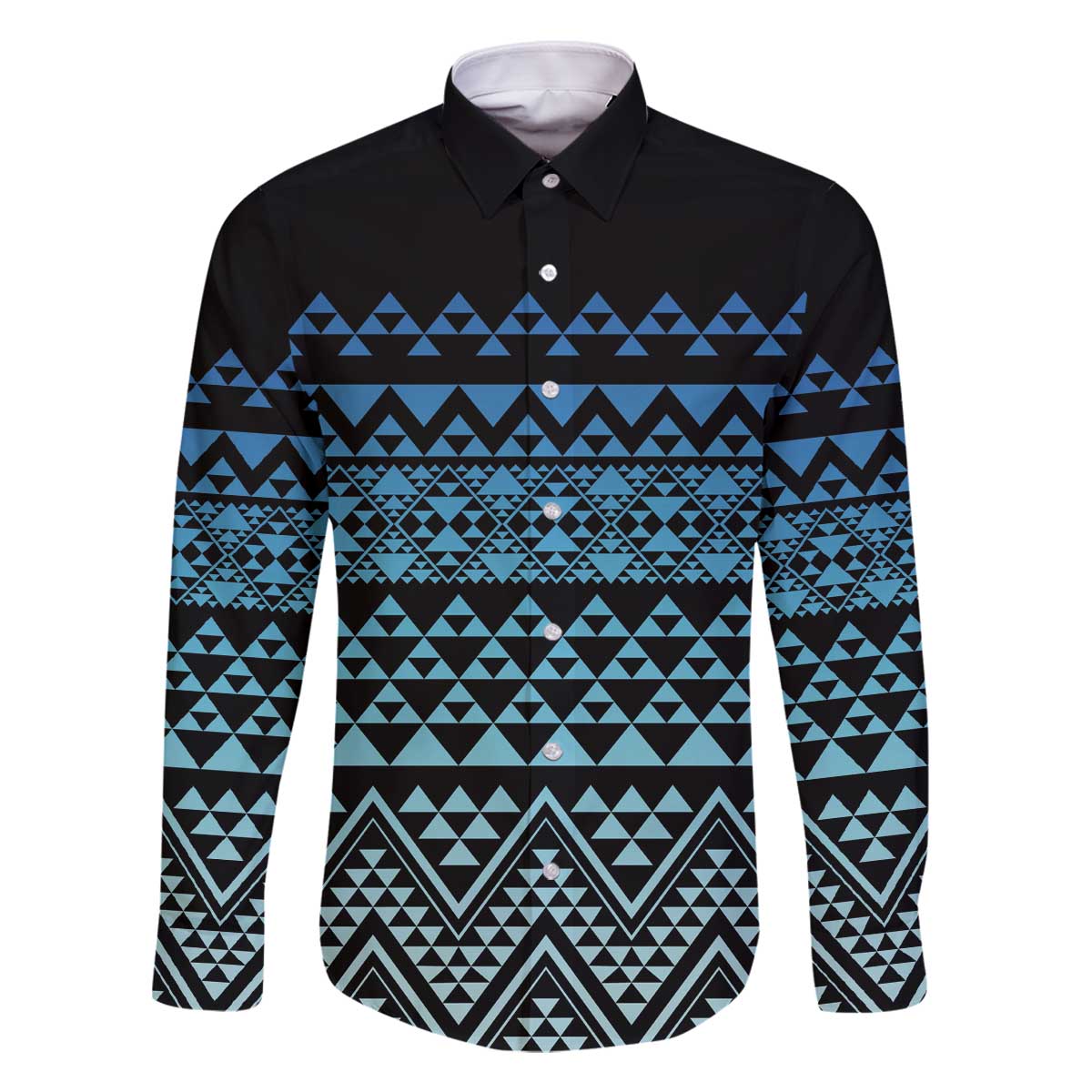 Maori Niho Taniwha Te Wheiao Family Matching Off The Shoulder Long Sleeve Dress and Hawaiian Shirt Moana Blue - Polynesian Pride