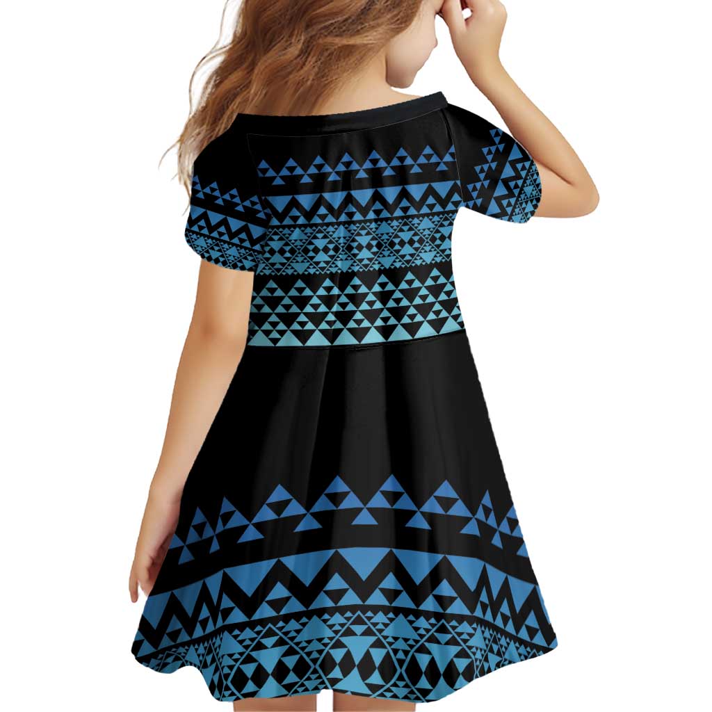 Maori Niho Taniwha Te Wheiao Family Matching Off Shoulder Short Dress and Hawaiian Shirt Moana Blue - Polynesian Pride