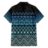 Maori Niho Taniwha Te Wheiao Family Matching Off Shoulder Short Dress and Hawaiian Shirt Moana Blue - Polynesian Pride