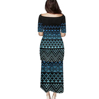 Maori Niho Taniwha Te Wheiao Family Matching Puletasi and Hawaiian Shirt Moana Blue - Polynesian Pride