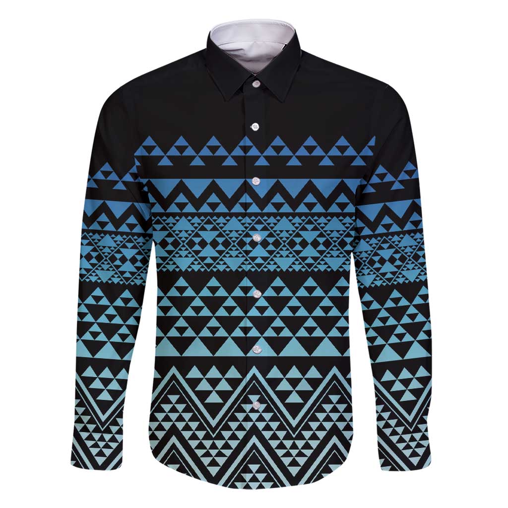 Maori Niho Taniwha Te Wheiao Family Matching Short Sleeve Bodycon Dress and Hawaiian Shirt Moana Blue - Polynesian Pride