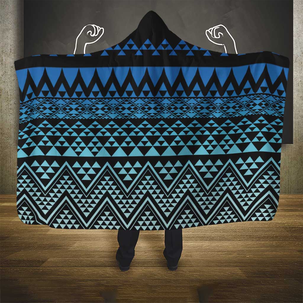 Maori Niho Taniwha Te Wheiao Hooded Blanket Moana Blue - Polynesian Pride