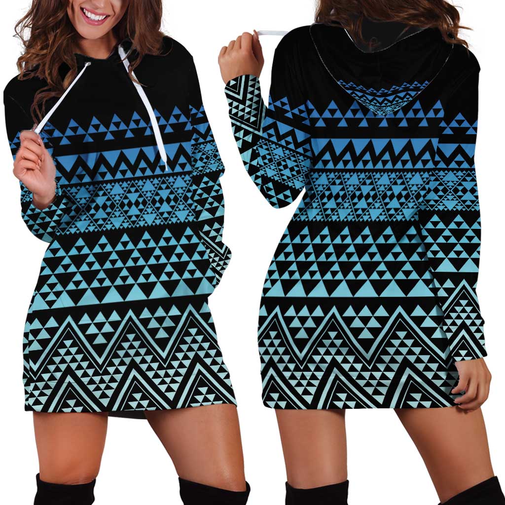 Maori Niho Taniwha Te Wheiao Hoodie Dress Moana Blue - Polynesian Pride