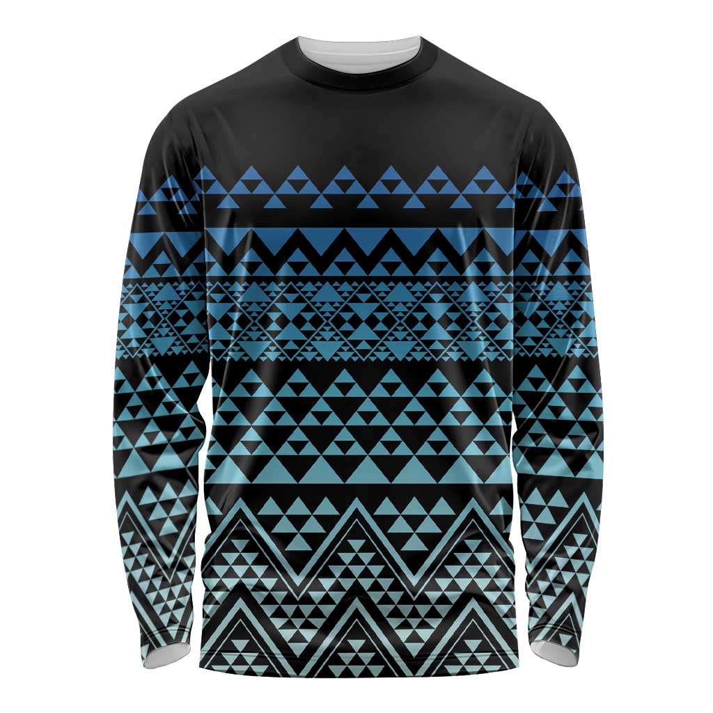 Maori Niho Taniwha Te Wheiao Long Sleeve Shirt Moana Blue - Polynesian Pride