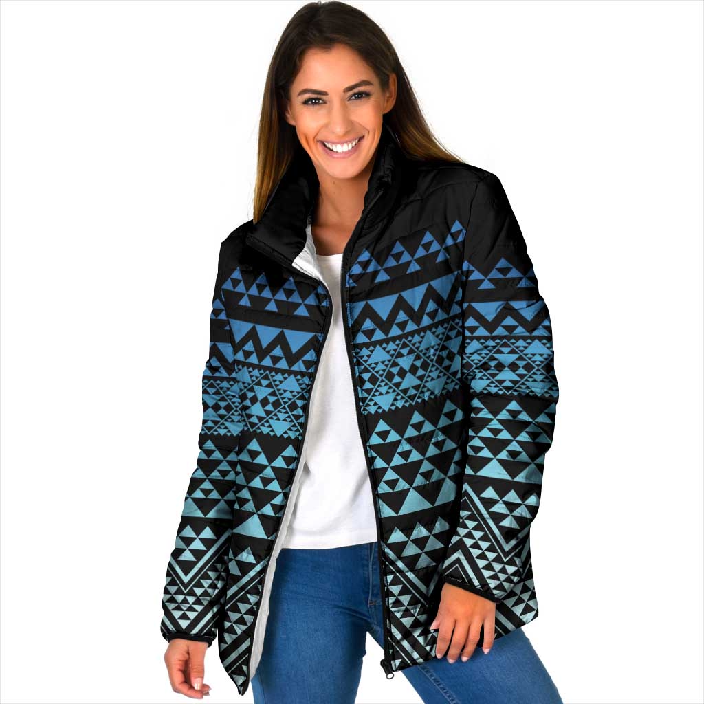 Maori Niho Taniwha Te Wheiao Padded Jacket Moana Blue - Polynesian Pride