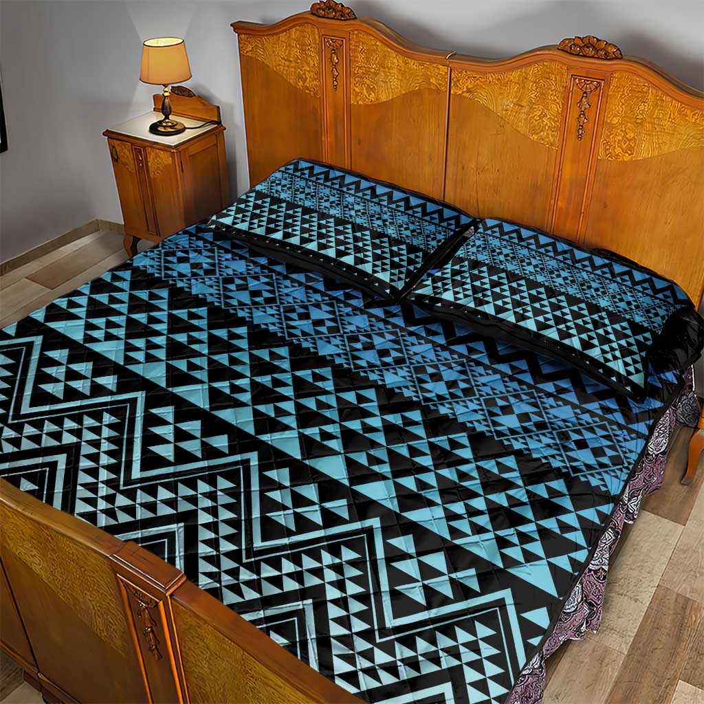 Maori Niho Taniwha Te Wheiao Quilt Bed Set Moana Blue - Polynesian Pride