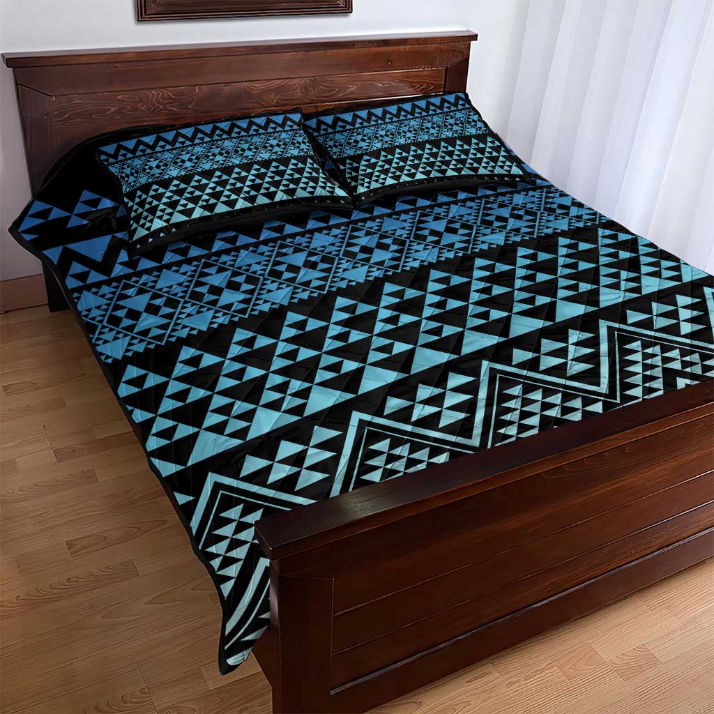 Maori Niho Taniwha Te Wheiao Quilt Bed Set Moana Blue - Polynesian Pride