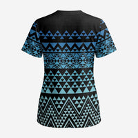 Maori Niho Taniwha Te Wheiao Scrub Top Moana Blue LT7 - Polynesian Pride