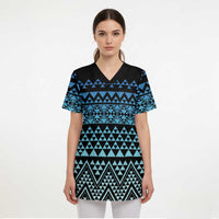 Maori Niho Taniwha Te Wheiao Scrub Top Moana Blue LT7 - Polynesian Pride