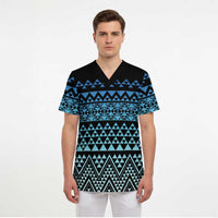 Maori Niho Taniwha Te Wheiao Scrub Top Moana Blue LT7 - Polynesian Pride