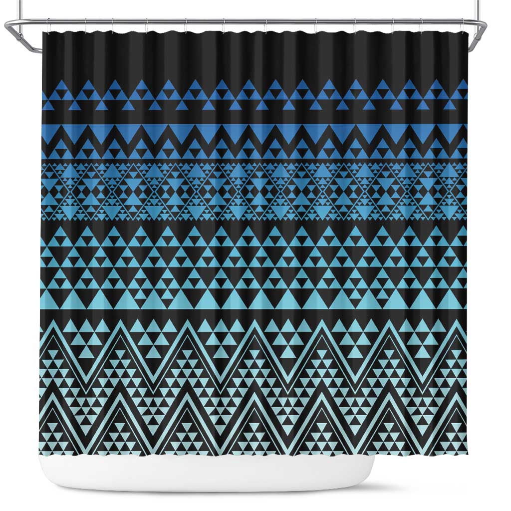 Maori Niho Taniwha Te Wheiao Shower Curtain Moana Blue - Polynesian Pride