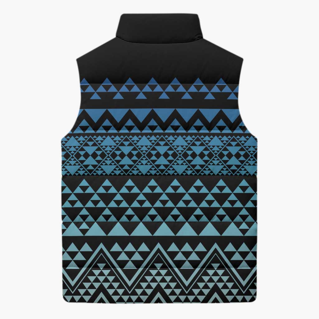 Maori Niho Taniwha Te Wheiao Sleeveless Puffer Jacket Moana Blue - Polynesian Pride