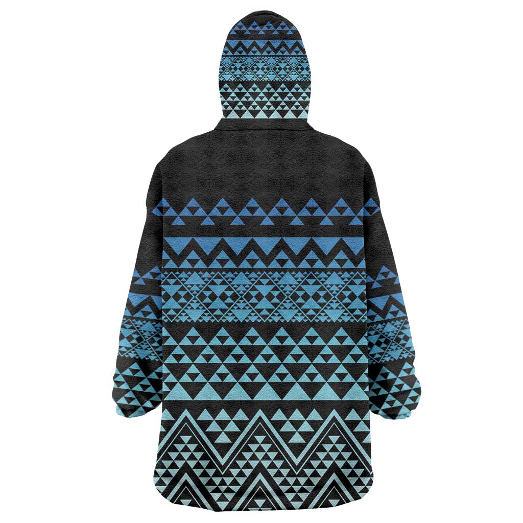 Maori Niho Taniwha Te Wheiao Wearable Blanket Hoodie Moana Blue - Polynesian Pride