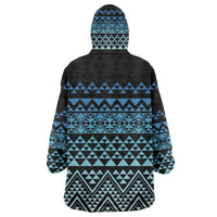 Maori Niho Taniwha Te Wheiao Wearable Blanket Hoodie Moana Blue - Polynesian Pride