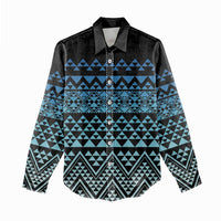 Maori Niho Taniwha Te Wheiao Women Casual Shirt Moana Blue - Polynesian Pride