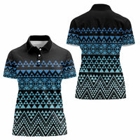 Maori Niho Taniwha Te Wheiao Women Polo Shirt Moana Blue - Polynesian Pride