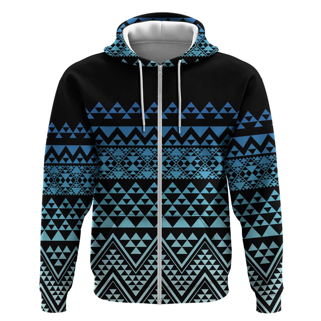 Maori Niho Taniwha Te Wheiao Zip Hoodie Moana Blue - Polynesian Pride