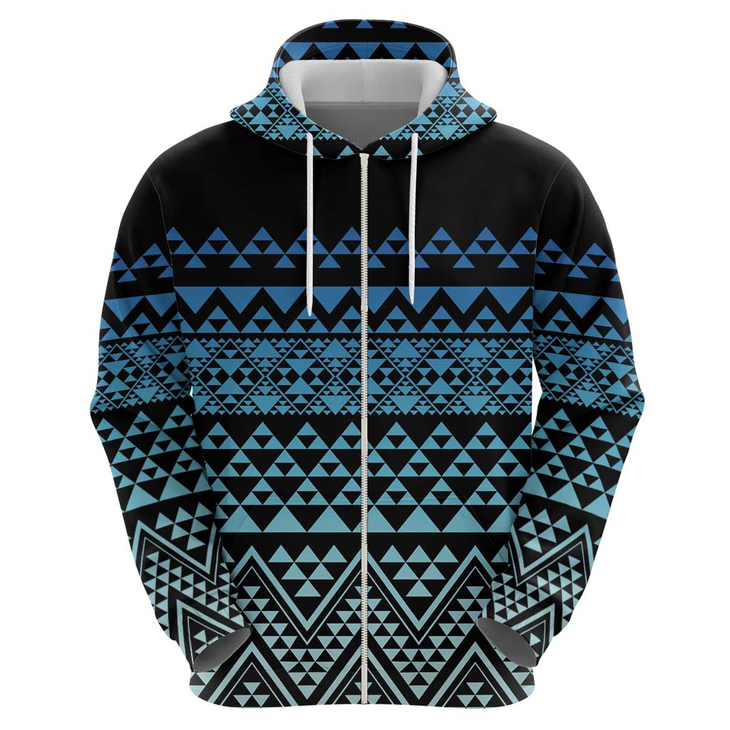 Maori Niho Taniwha Te Wheiao Zip Hoodie Moana Blue - Polynesian Pride
