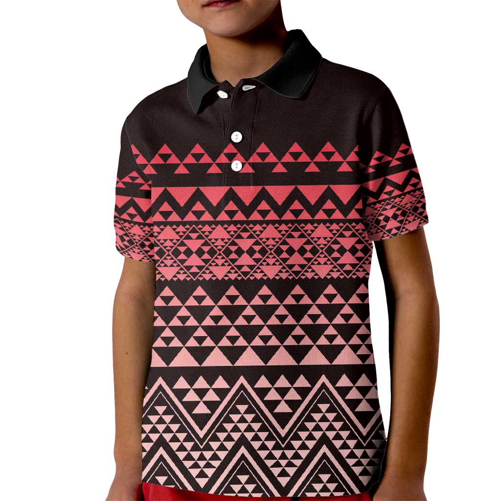 Maori Niho Taniwha Te Wheiao Kid Polo Shirt Terracotta - Polynesian Pride