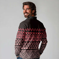 Maori Niho Taniwha Te Wheiao Long Sleeve Polo Shirt Terracotta - Polynesian Pride