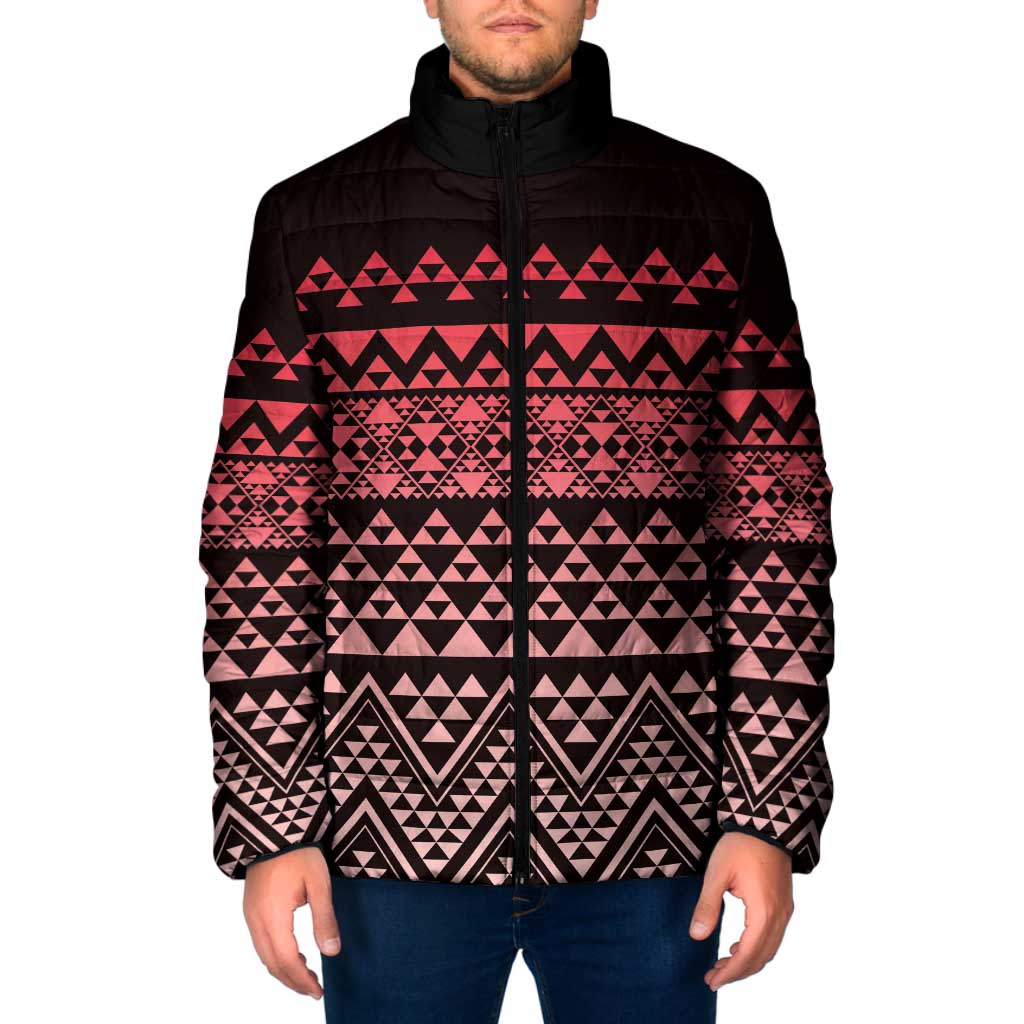 Maori Niho Taniwha Te Wheiao Padded Jacket Terracotta - Polynesian Pride