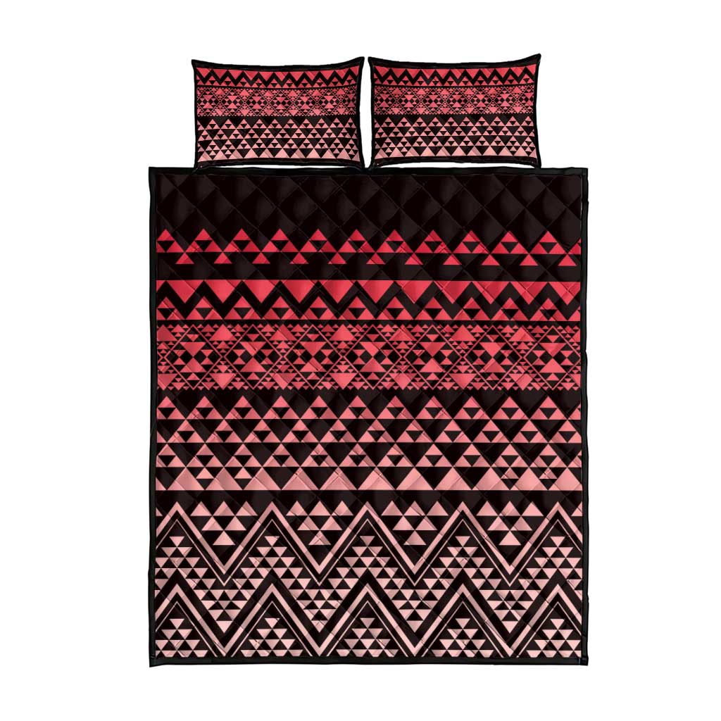 Maori Niho Taniwha Te Wheiao Quilt Bed Set Terracotta - Polynesian Pride