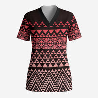 Maori Niho Taniwha Te Wheiao Scrub Top Terracotta LT7 Adult Terracotta - Polynesian Pride