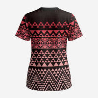 Maori Niho Taniwha Te Wheiao Scrub Top Terracotta LT7 - Polynesian Pride