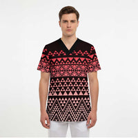 Maori Niho Taniwha Te Wheiao Scrub Top Terracotta LT7 - Polynesian Pride