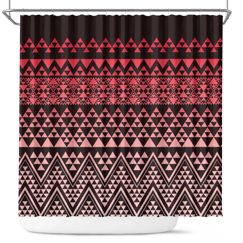 Maori Niho Taniwha Te Wheiao Shower Curtain Terracotta - Polynesian Pride