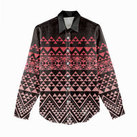 Maori Niho Taniwha Te Wheiao Women Casual Shirt Terracotta - Polynesian Pride