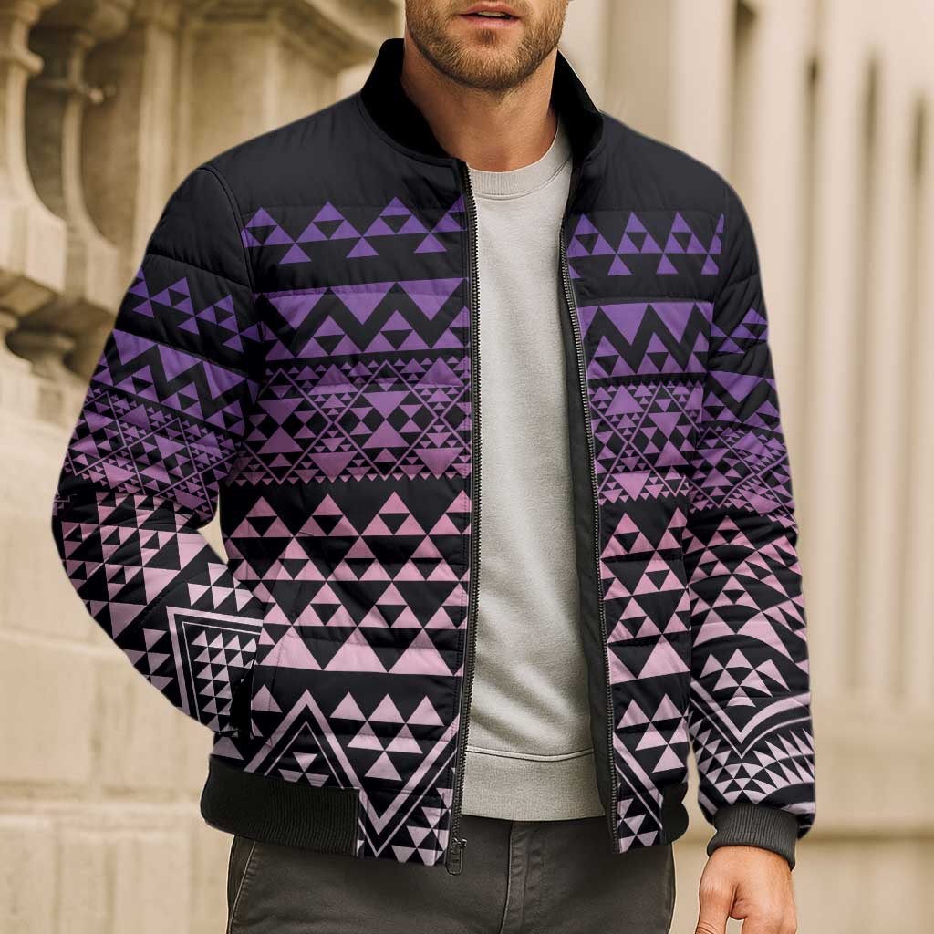 Maori Niho Taniwha Te Wheiao Bomber Puffer Jacket Waiporoporo - Polynesian Pride