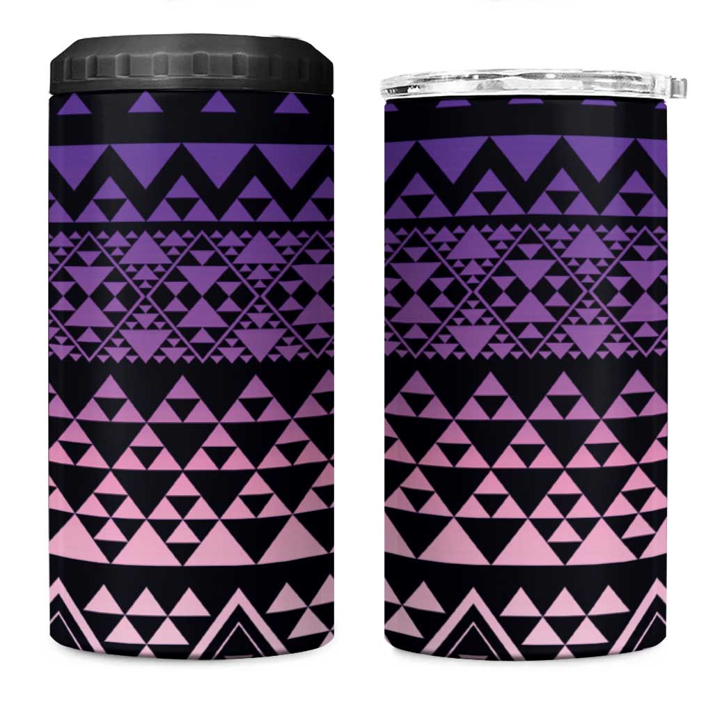 Maori Niho Taniwha Te Wheiao 4 in 1 Can Cooler Tumbler Waiporoporo LT7 One Size: 16 oz Purple - Polynesian Pride